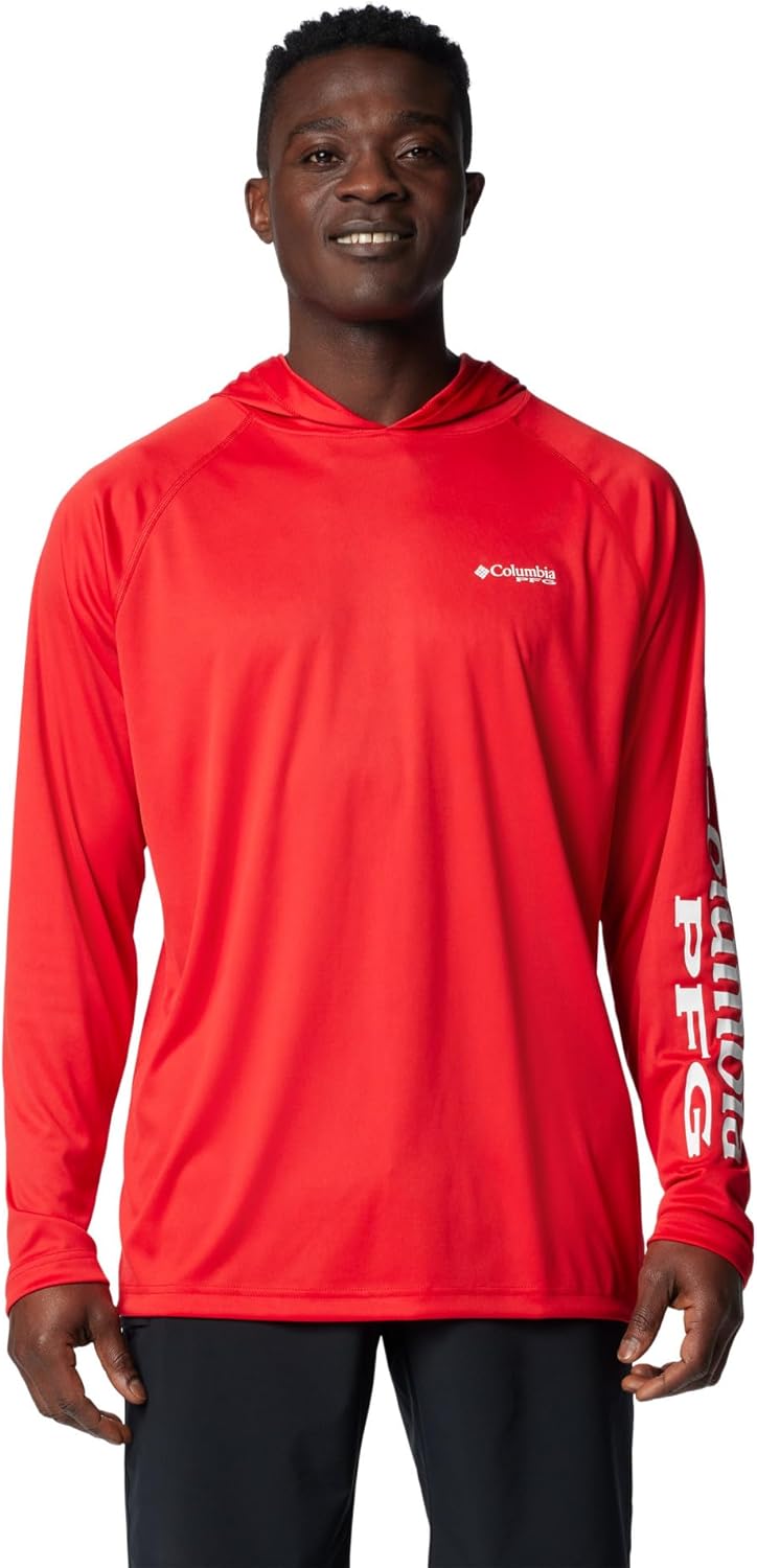 

Терминал такл сан худи для мужчин Columbia, отводящий влагу, Red Spark/White Logo