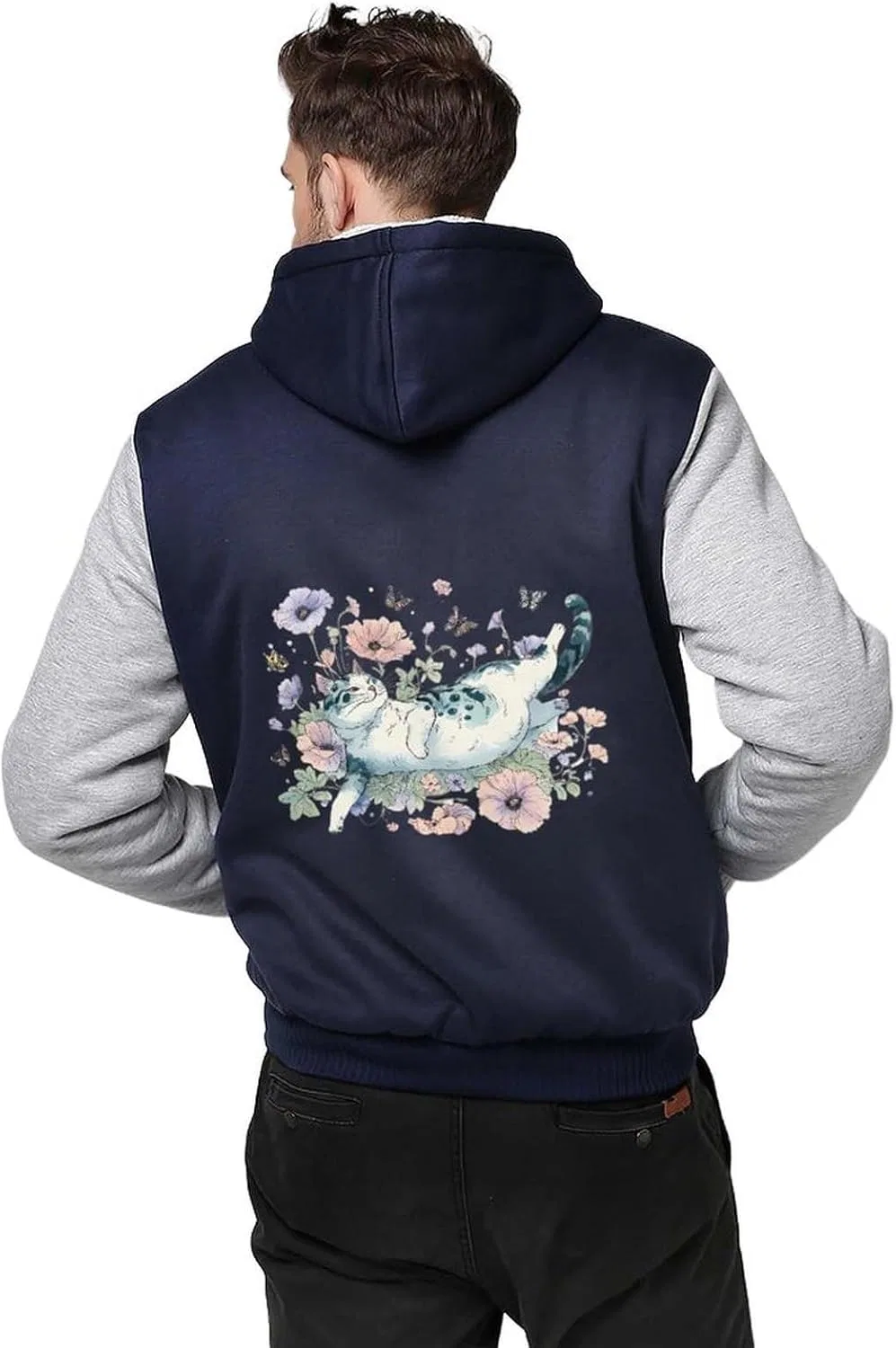 Толстовка на молнии с капюшоном Wildflowers Lazy Cat, Light Gray — фото 2