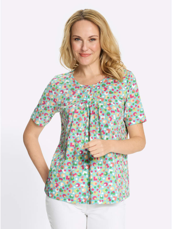 

Рубашка с короткими рукавами с принтом аквамарина и яблока Sieh an!