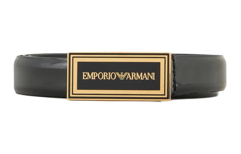 

EMPORIO ARMANI Кожаный ремень с логотипом на пряжке, Black