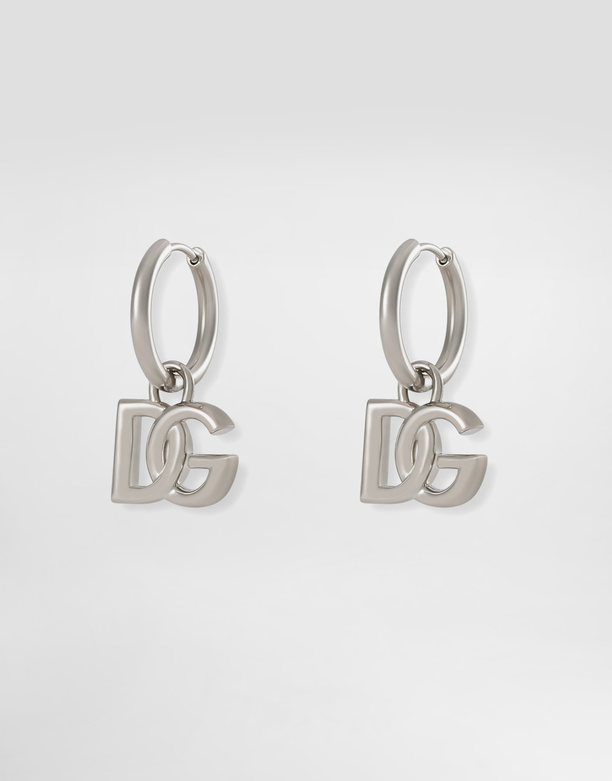 Серьги-кольца с подвесками в виде логотипа dg Dolce & Gabbana, серебряный — фото 2