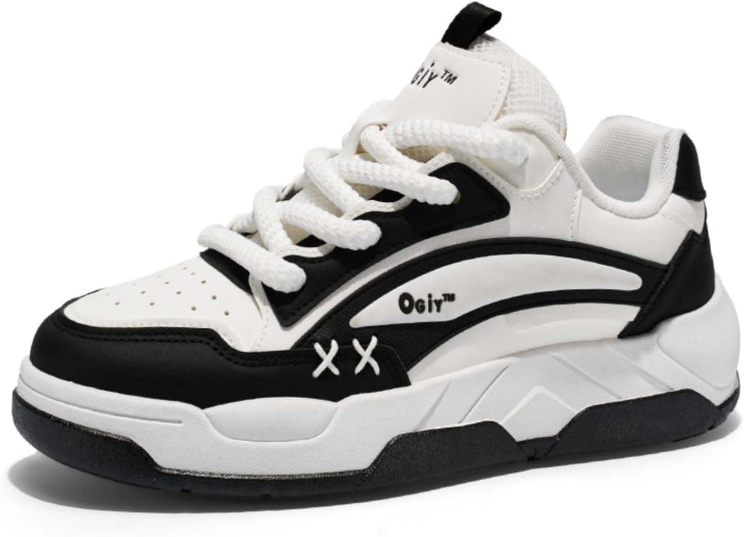 

Мужские модные кроссовки с контрастной расцветкой - износостойкий верх, дышащая сетка, противоскользящая резиновая подошва - платформенные кроссовки для скейтбординга, BMX и городских прогулок Kpdwfms, белый/черный