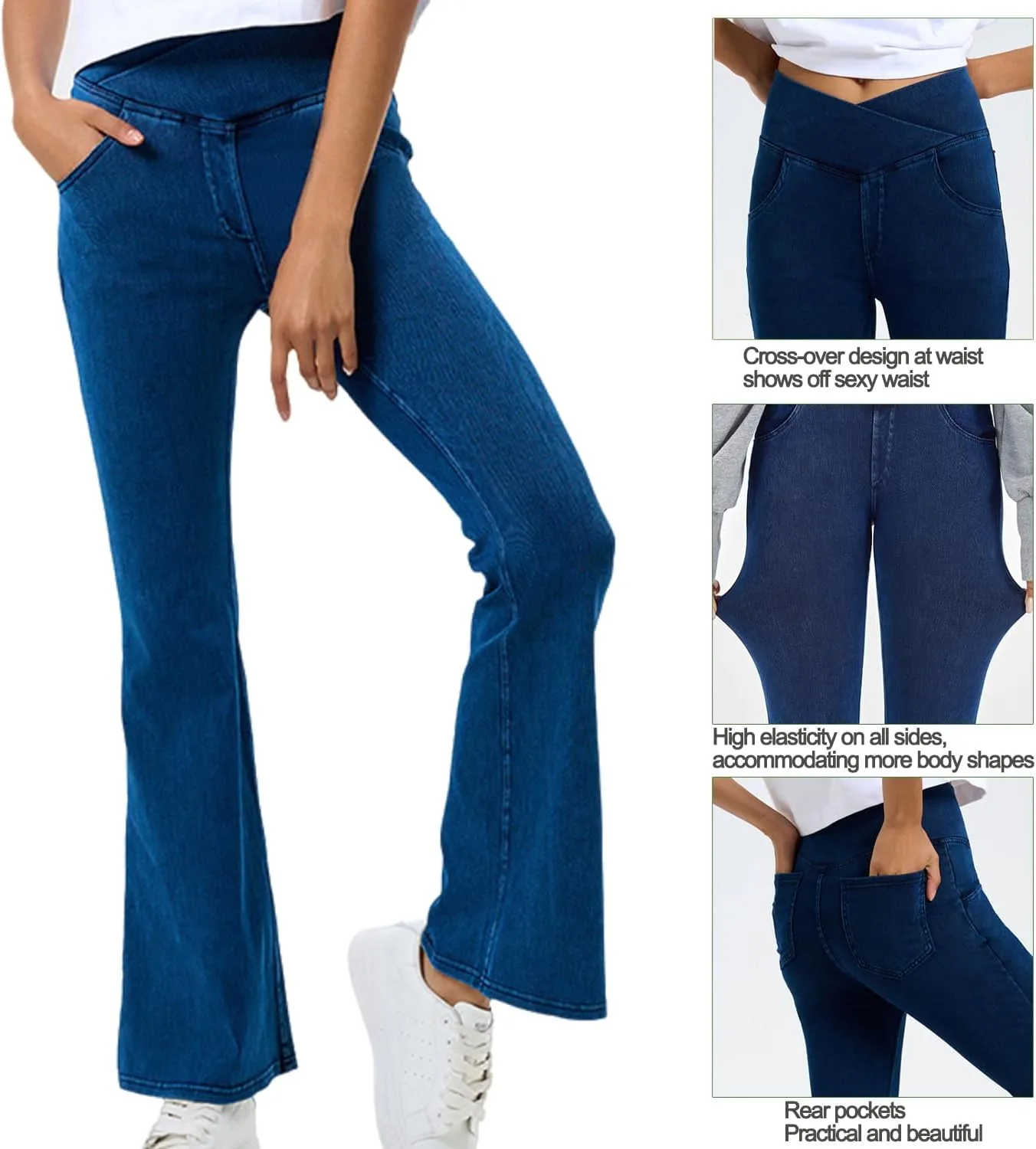 Женские джинсы Soft Cotton Stretchy с высокой посадкой и эффектом подтяжки — фото 3