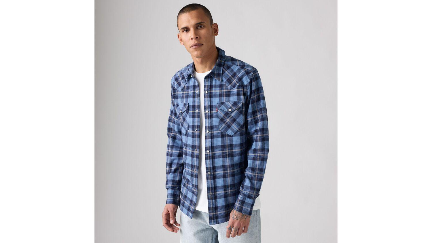 

Классическая фланелевая рубашка в стиле вестерн стандартного кроя Levi's, Niklas Plaid Quiet Harbor - Blue