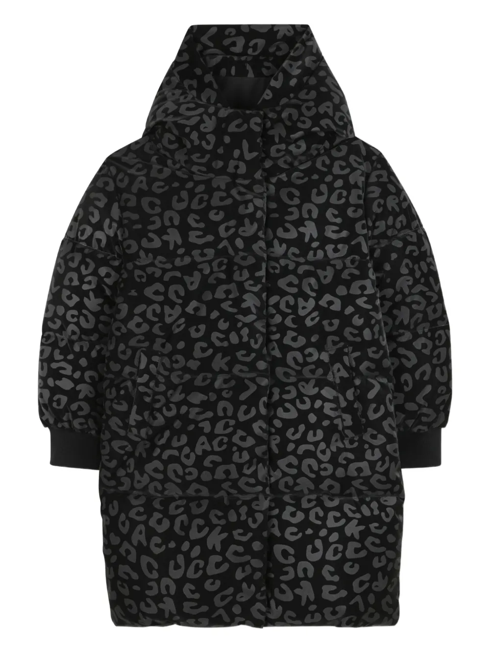 

Пуховик с леопардовым принтом KARL LAGERFELD KIDS, черный