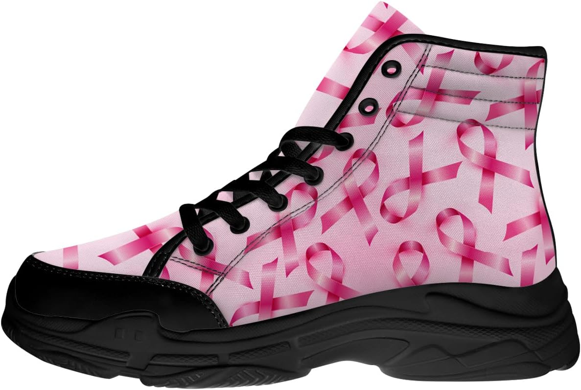 

Кеды на шнуровке высокие для женщин и мужчин с принтом «Рак груди», подарки для нее и него Quorax, розовый