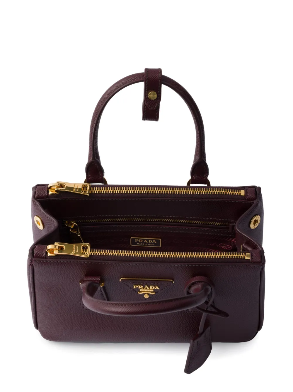 Мини-сумка Galleria из сафьяновой кожи с верхней ручкой Prada, красный — фото 3