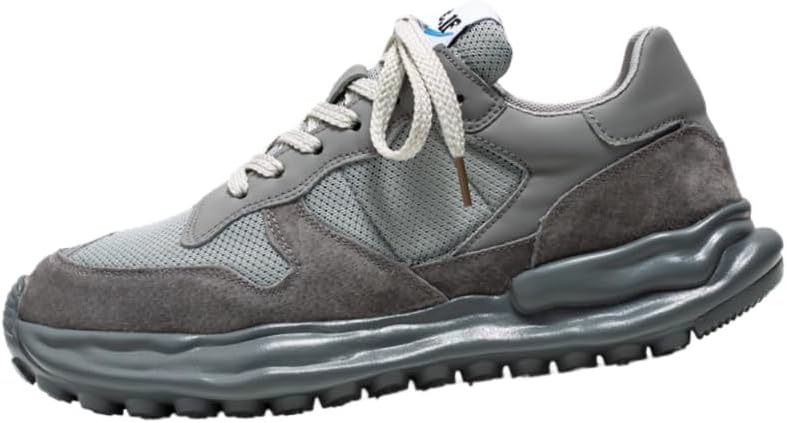 

Мужские дышащие спортивные кроссовки - повседневная модель на шнуровке - для бега на улице - резиновая подошва Fusecottc, серый