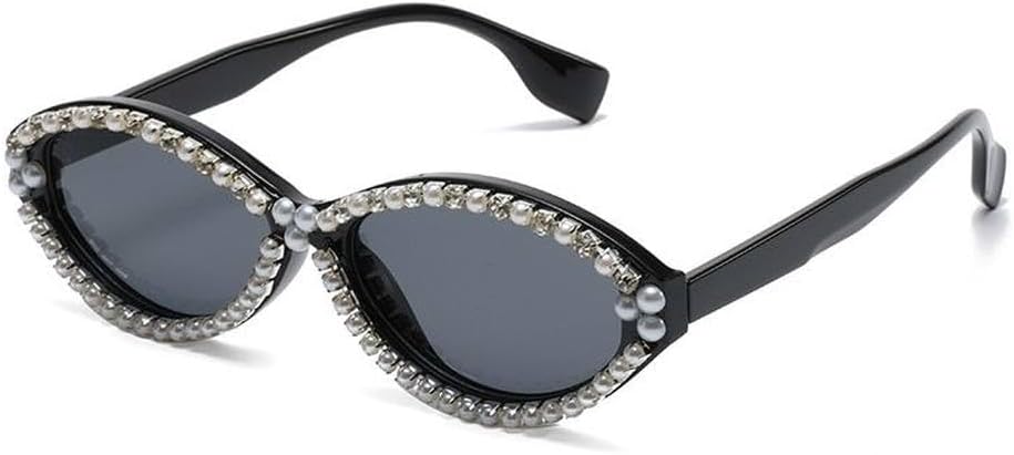 

Модные женские солнцезащитные очки «кошачий глаз» ручной работы с жемчугом, простые, с бриллиантами, для уличной стрельбы, сверкающие солнцезащитные очки LVTFCO, Black