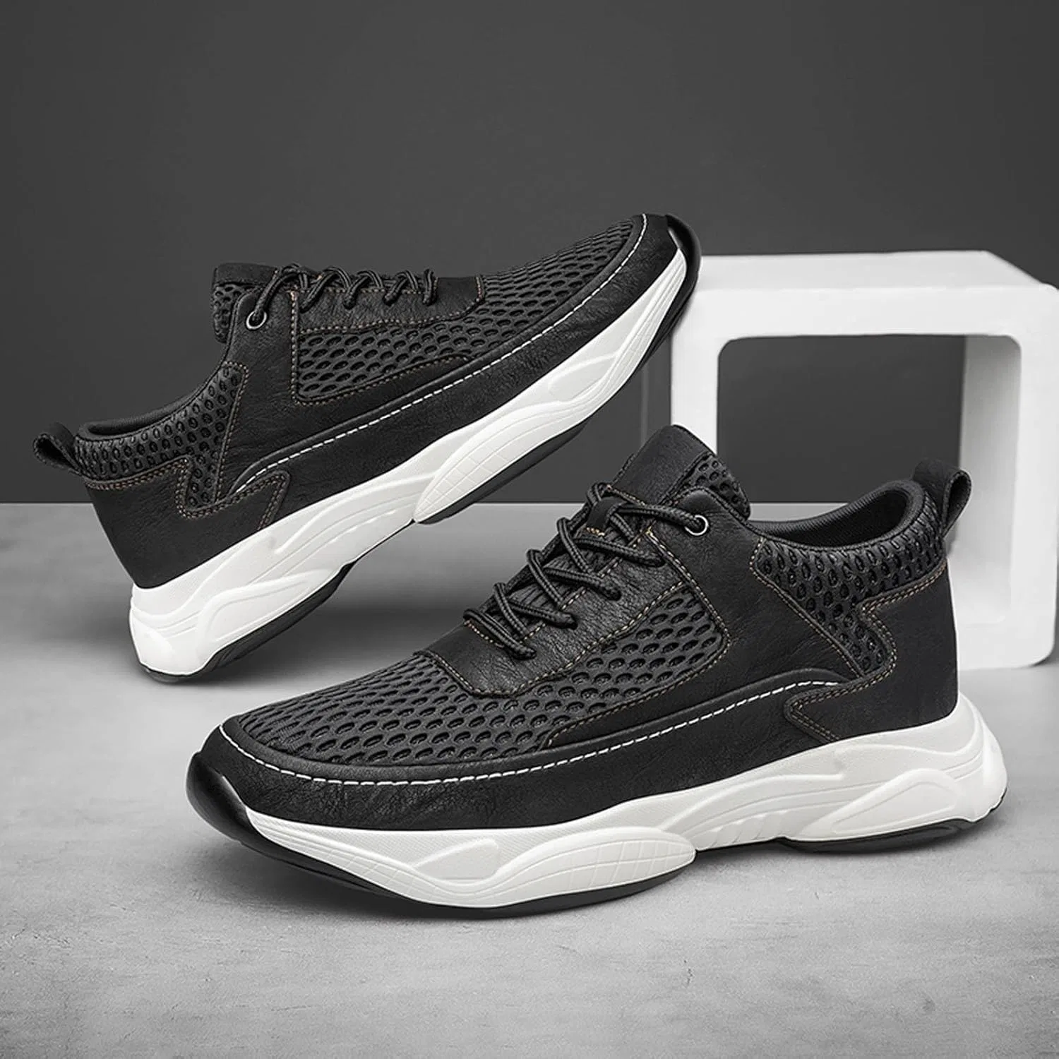 Generisch 2026-Кроссовки mit größerer Größe, modische, einfarbige, atmungsaktive Mesh-Laufschuhe, lässige Sportschuhe, Schwarz — фото 4