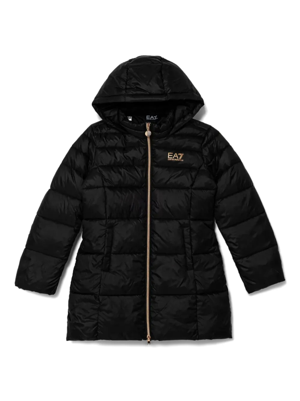 

Детская куртка-пуховик с логотипом Emporio Armani Kids, черный