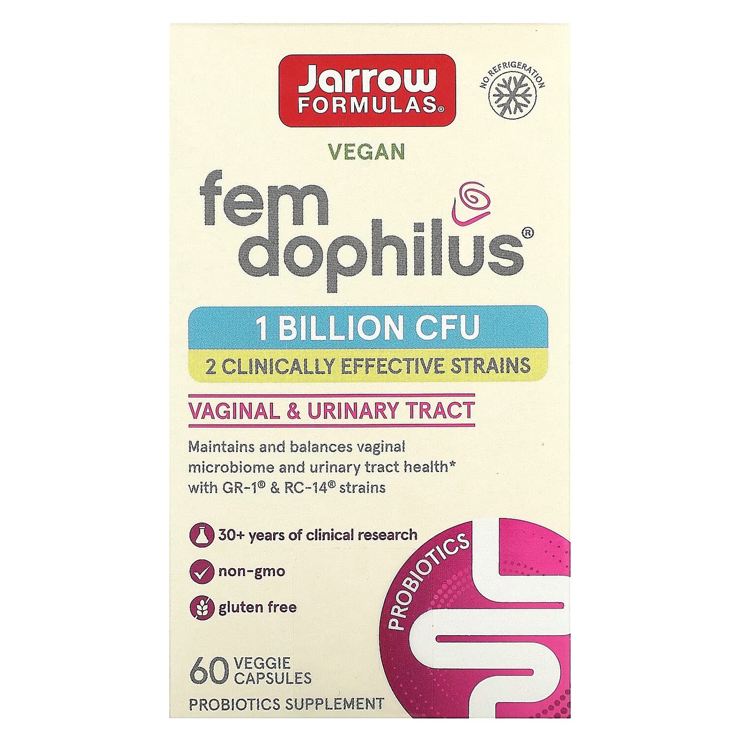 

Пероральная добавка Jarrow Formulas Vegan Fem Dophilus, 60 растительных капсул