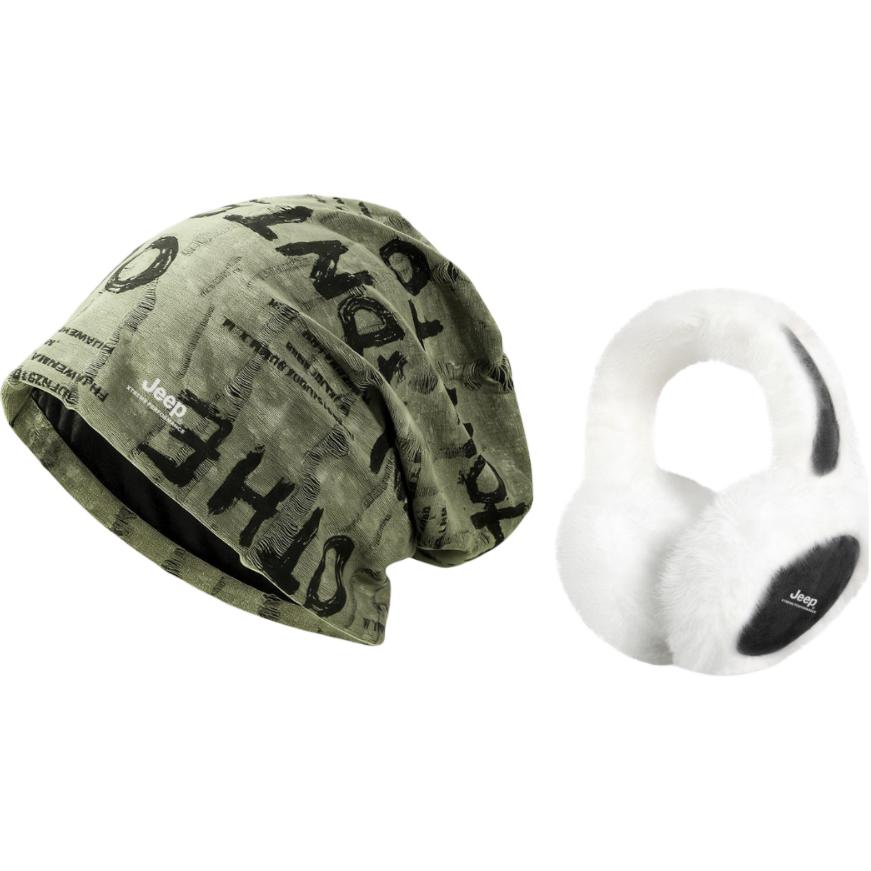 

Кепка Unisex из полиэстера Jeep, two-piece set[army зеленый hat+plush белый and черный ear muffs]
