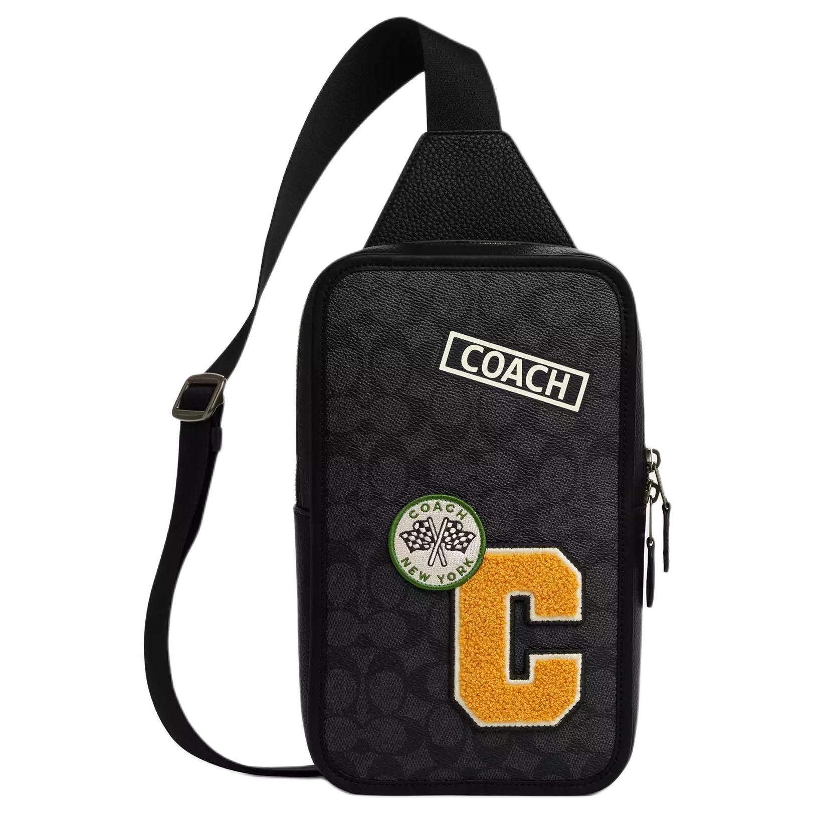 

COACH Sullivan Coated Canvas, искусственная кожа, маленькая сумка-слинг для мужчин, Bronze с Charcoal