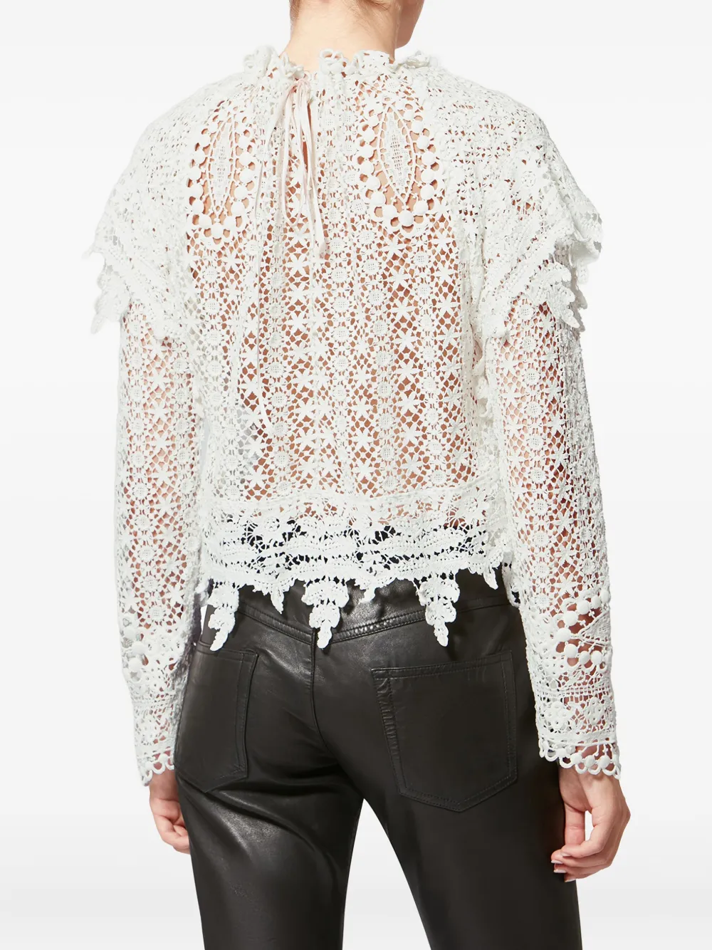Кружевной топ Hyliana с оборками Isabel Marant, белый — фото 4