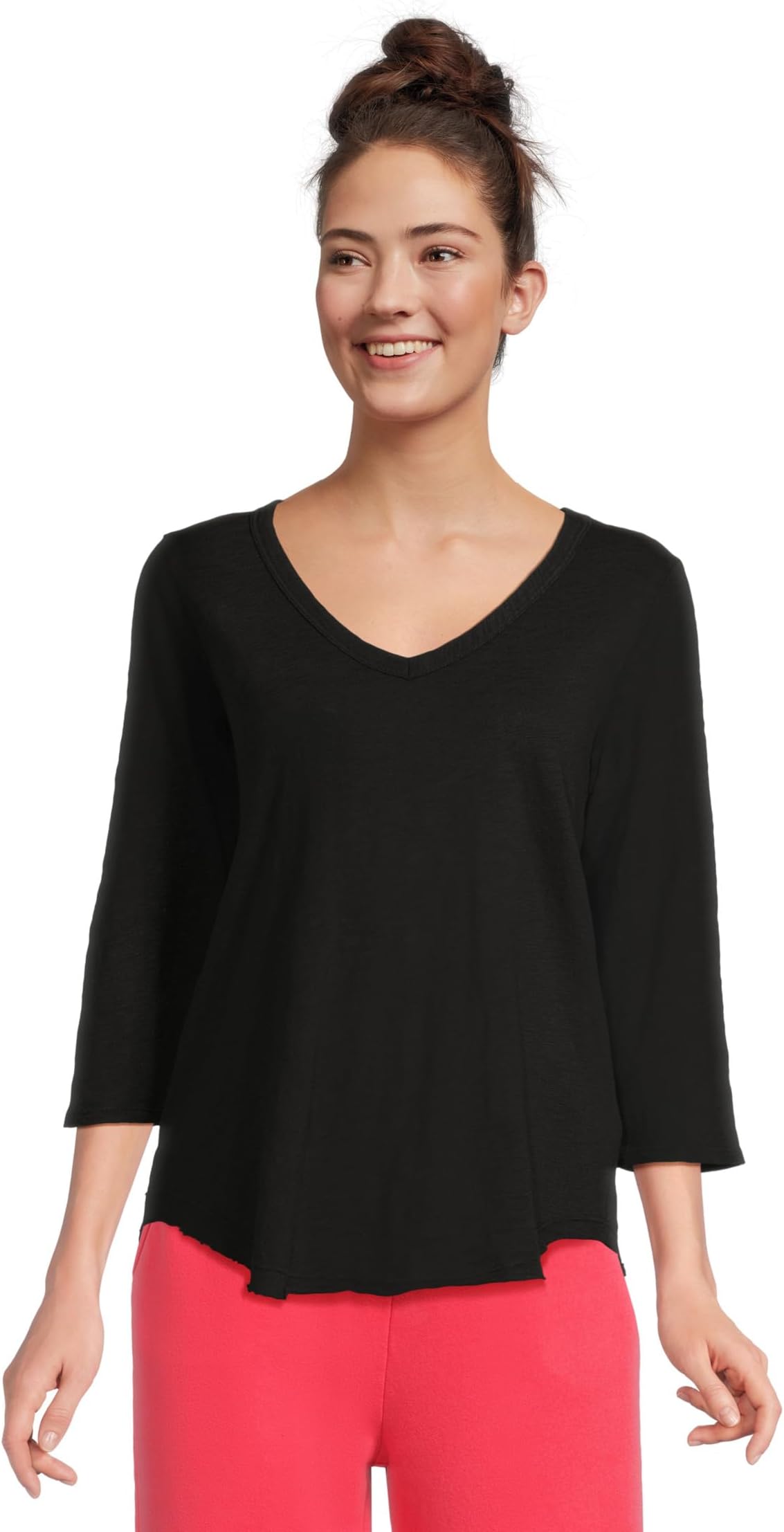 

Футболка Mod-o-doc 3/4 Sleeve V-Neck Tee with Curved Hem, цвет Black 5