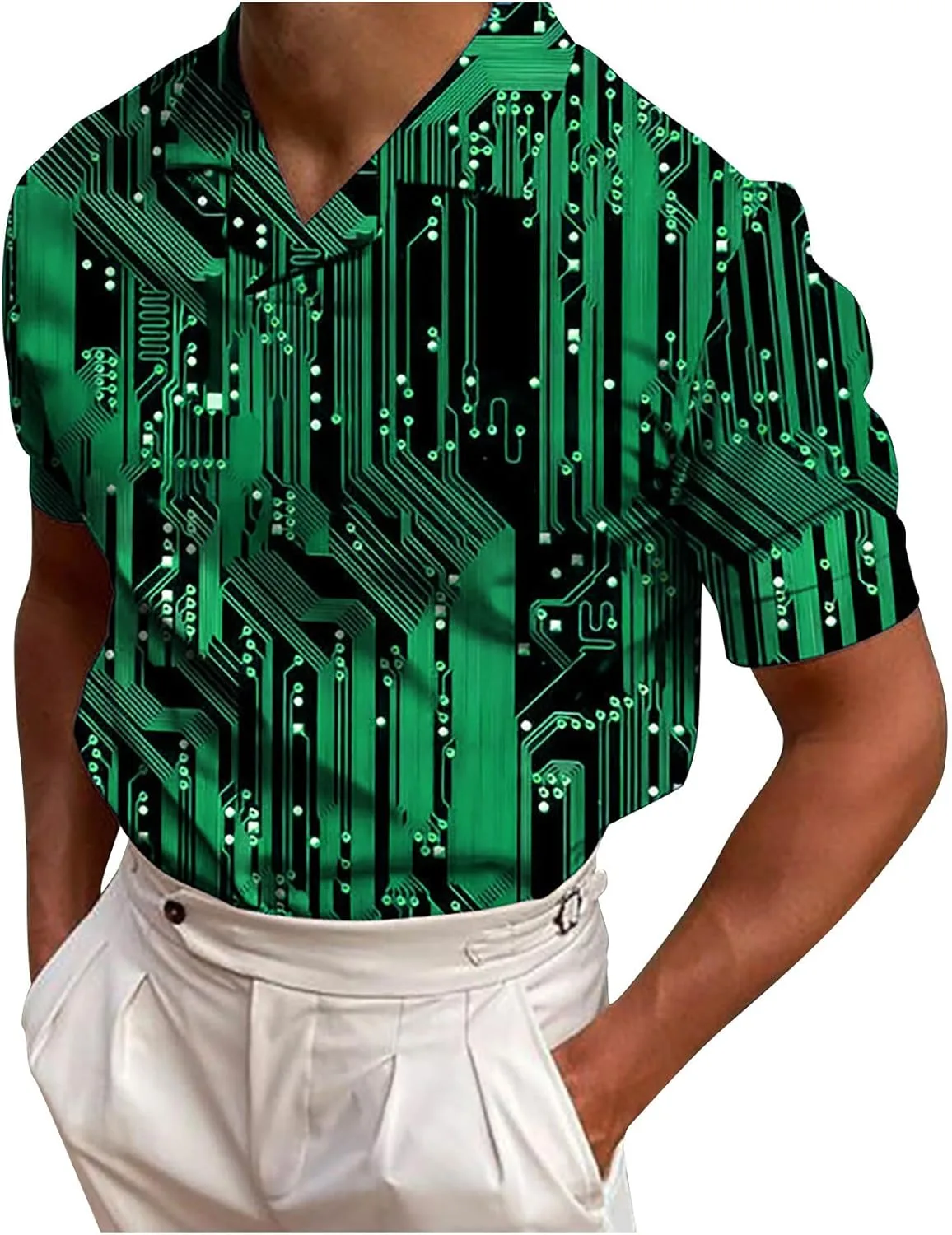

Мужская рубашка Casual Long Sleeve с принтом Circuit Board