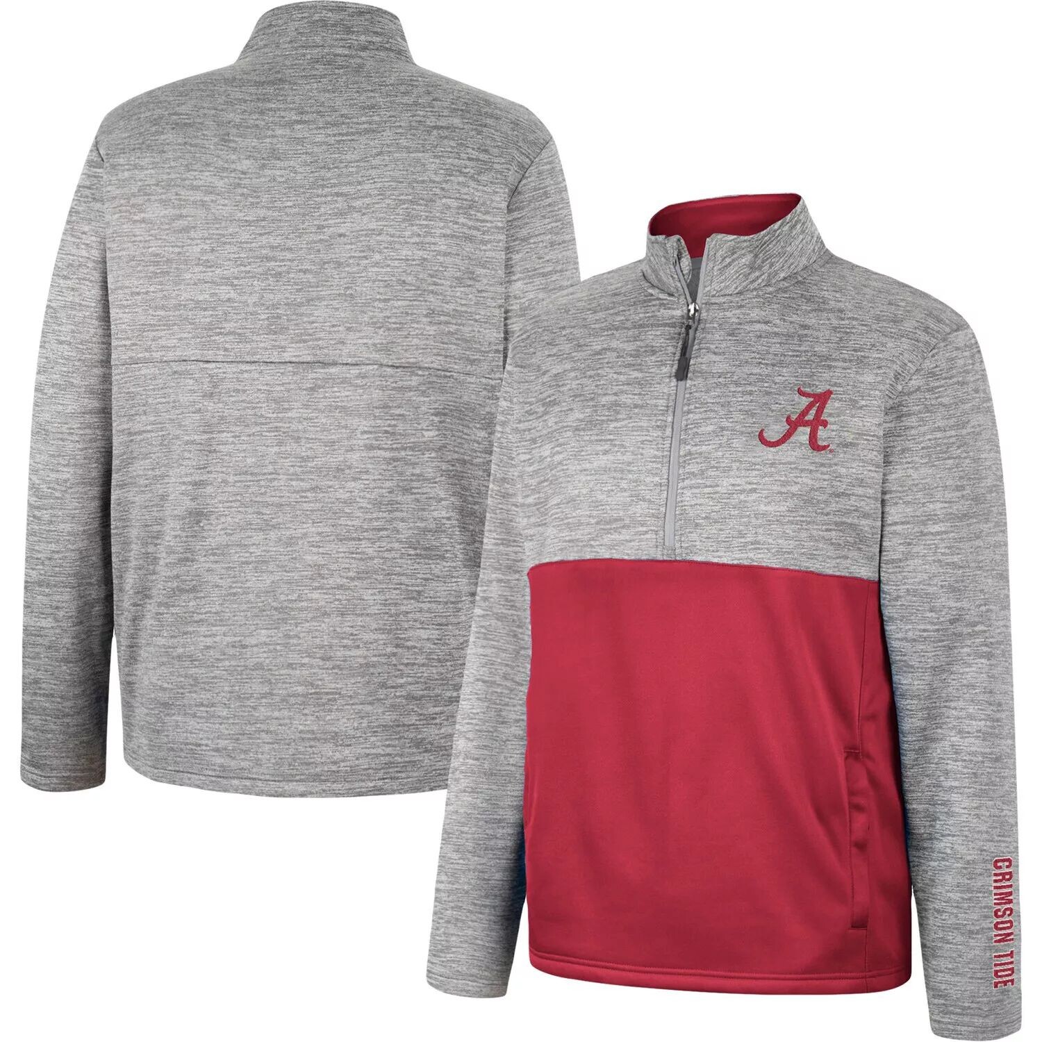 

Мужской пуловер с молнией до половины длины Alabama Crimson Tide John цвета Хизер Серый Colosseum