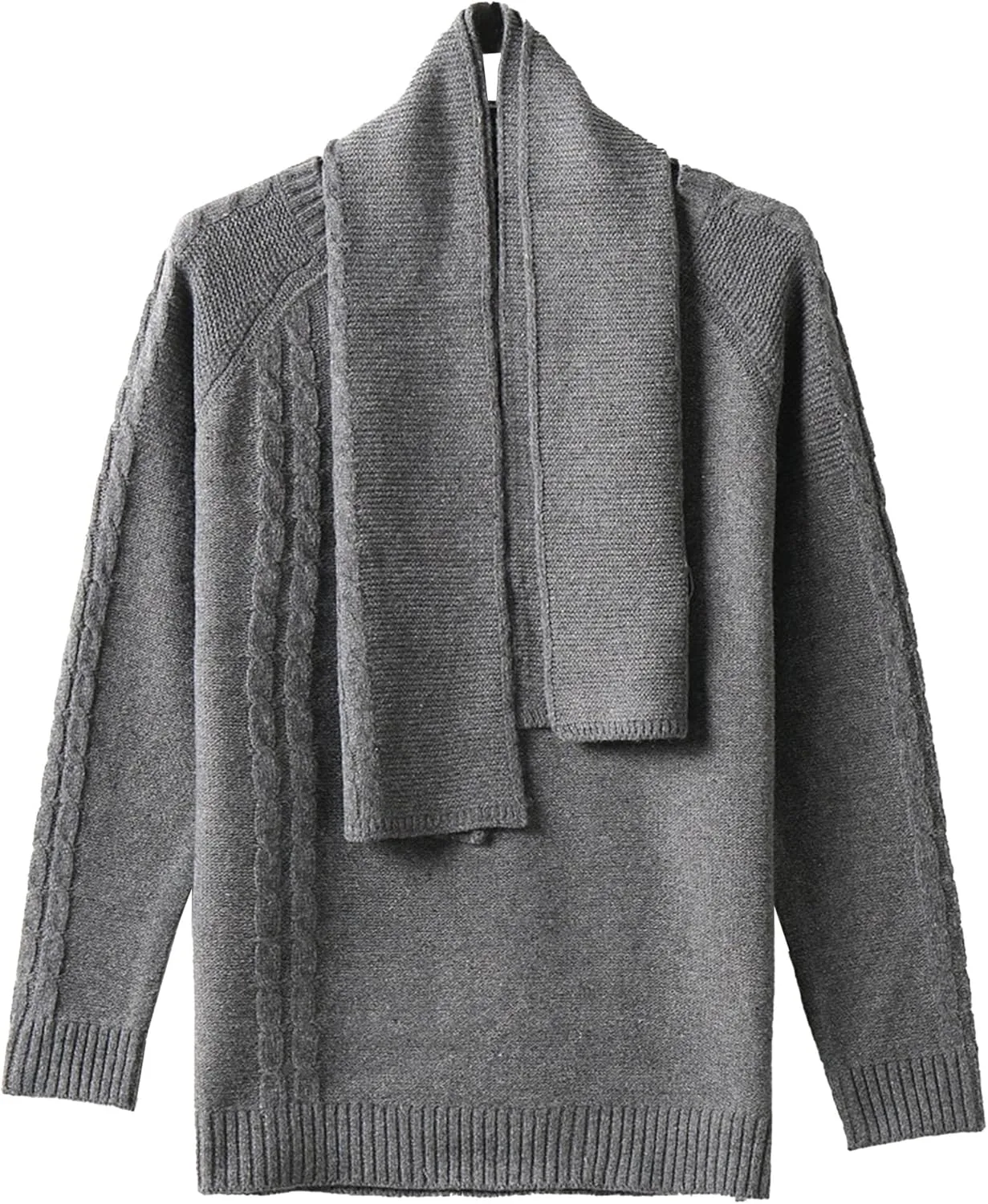 

Мужской свитер осень-зима Slim Fit легкий с длинным рукавом и шарфом SWJGLITTR