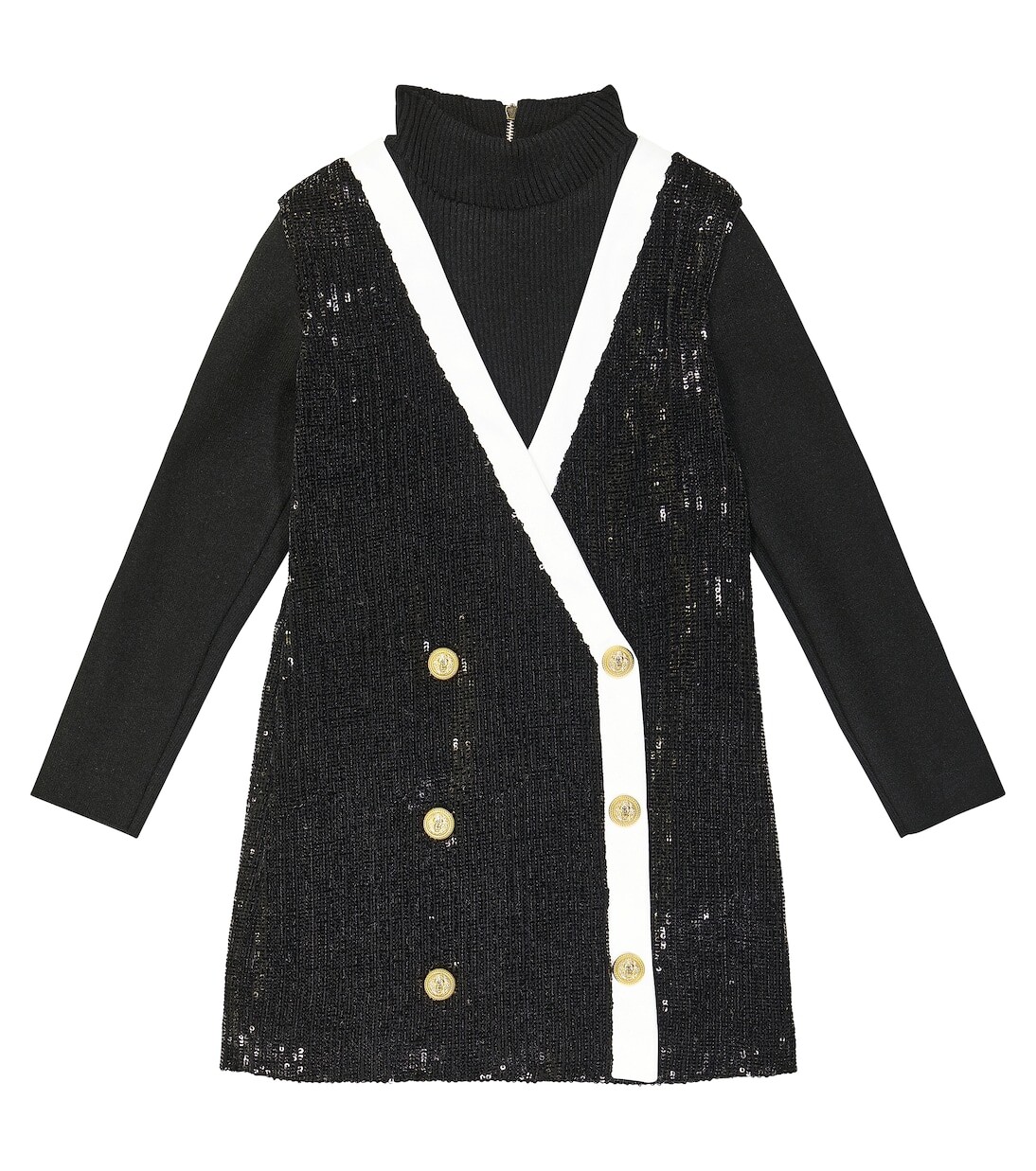 

Платье-блейзер с пайетками Balmain Kids, черный