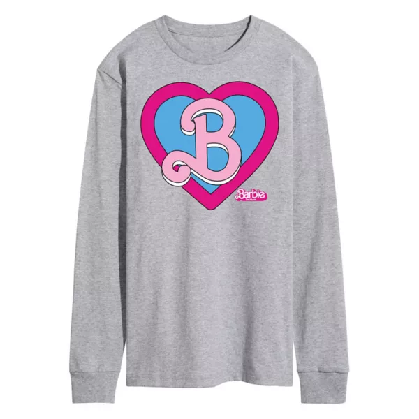 

Мужская футболка с длинным рукавом Barbie Theatrical Heart Crest Licensed Character, серый