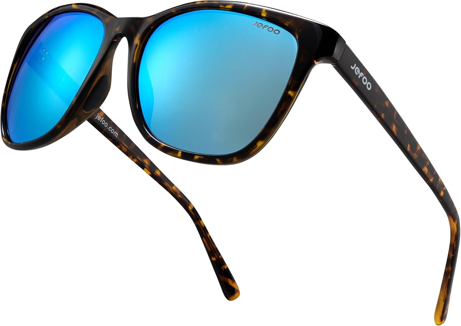

Поляризованные солнцезащитные очки Jefoo Retro для мужчин и женщин с защитой UV400, подходят для вождения, рыбалки, походов, гольфа и других видов спорта на открытом воздухе, Black Frame / Ice Blue Revo Lens