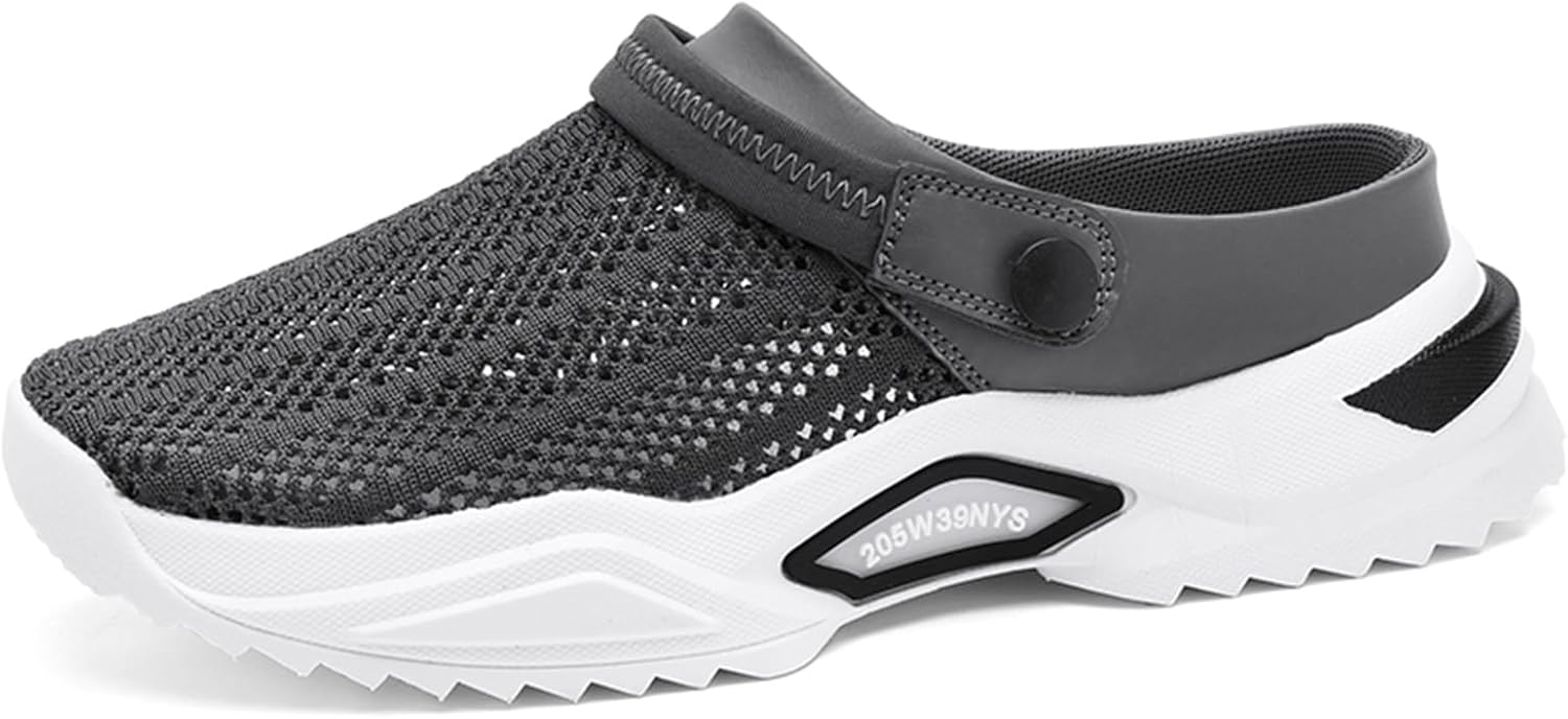 

Мужские летние сандалии SPWAGYM с вырезами, сетчатые мюли, тапочки, обувь для прогулок, пляжные сандалии, серый