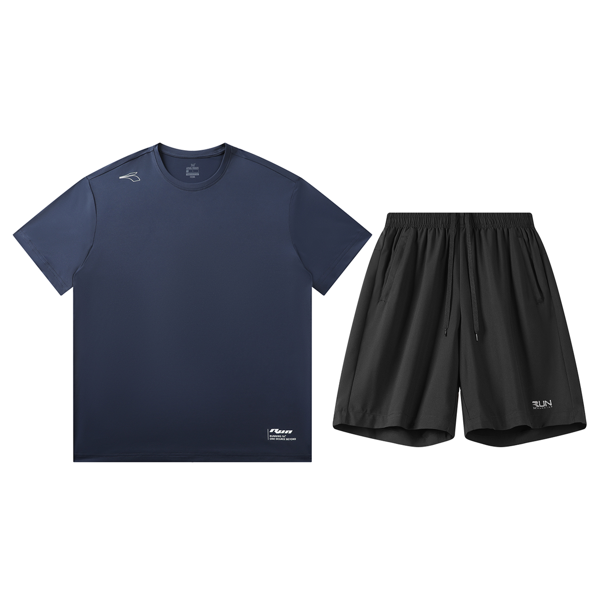 

Тонкий футболка Casual Sportswear Unisex с круглым вырезом 361°, clothing sets (classic темно-синий top+super черный pants)