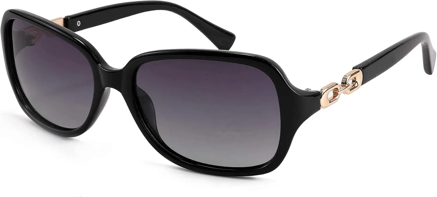 

FEISEDY Винтажные квадратные поляризованные солнцезащитные очки для женщин UV400 для путешествий и вождения, модные дугообразные солнцезащитные очки B2526, Black