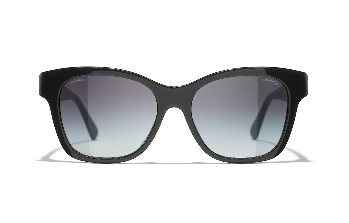 CHANEL Пластиковая оправа бабочка солнцезащитные очки Unisex Black — фото 3