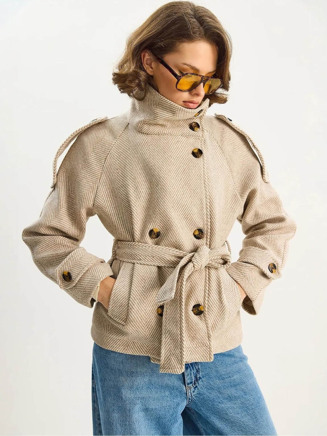 

Bianco Lucci Межсезонное пальто в светло-бежевом, темно-бежевом