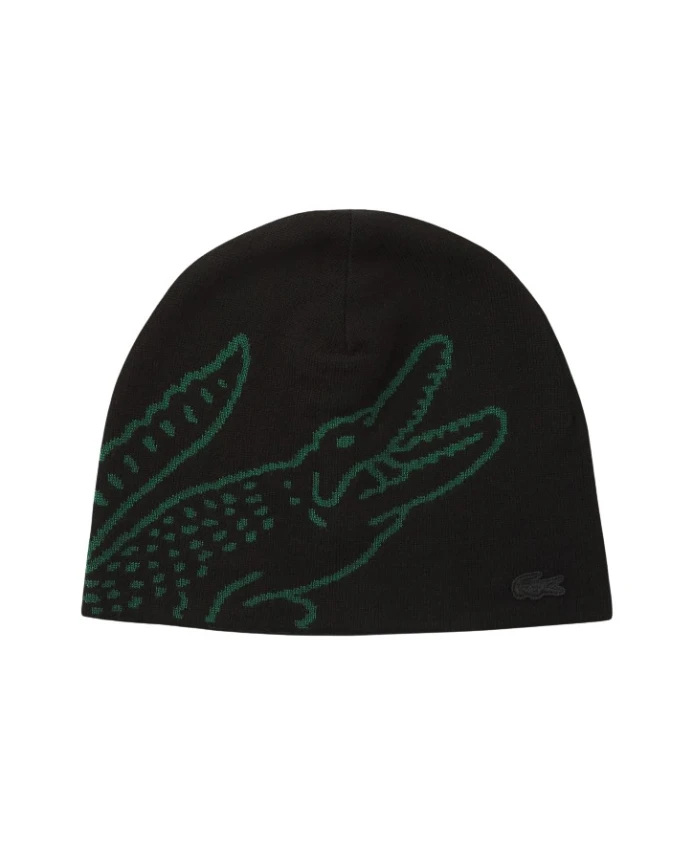 

Двусторонняя шерстяная вязаная шапка Lacoste, черный