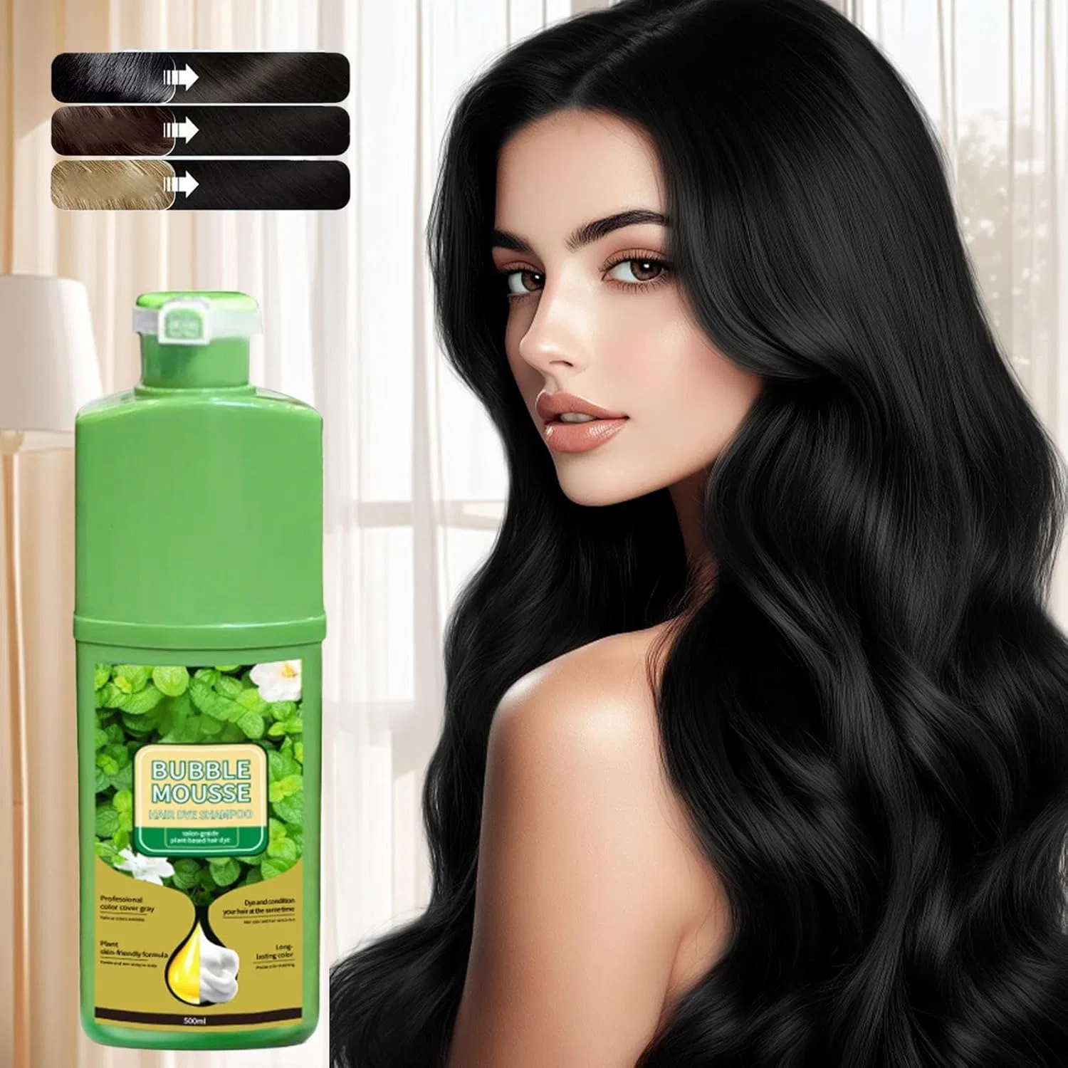 Шампунь-мусс для окрашивания волос Bubble Mousse (черный) Generisch, Black — фото 3
