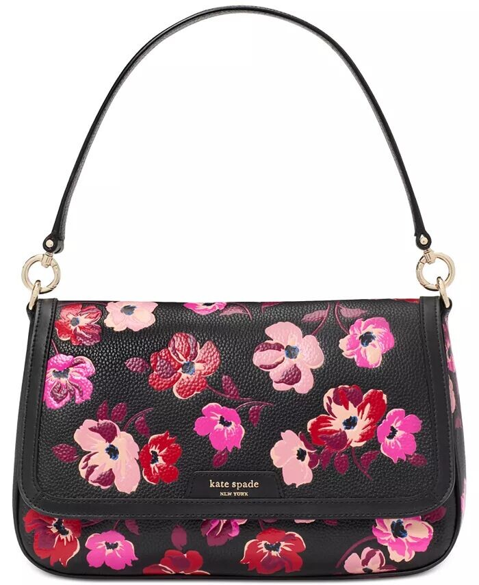 

Кожаная сумка через плечо Hudson Fall Poppies с клапаном Kate Spade New York, черный