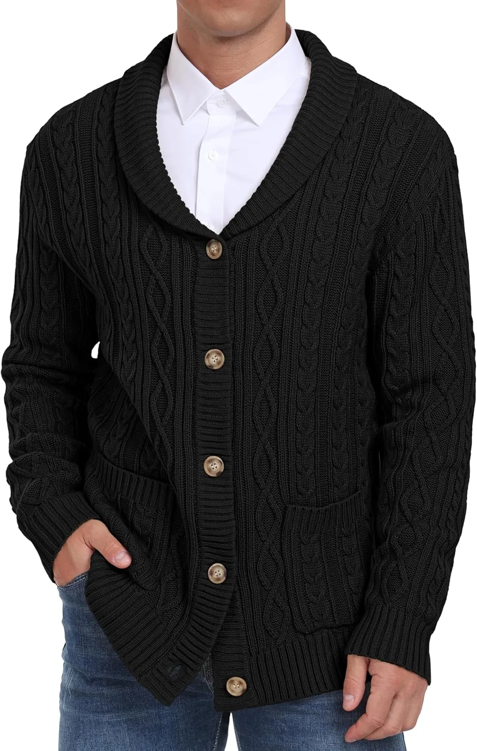 

Кардиган мужской Sailwind с длинными рукавами, воротником-шалью и карманами