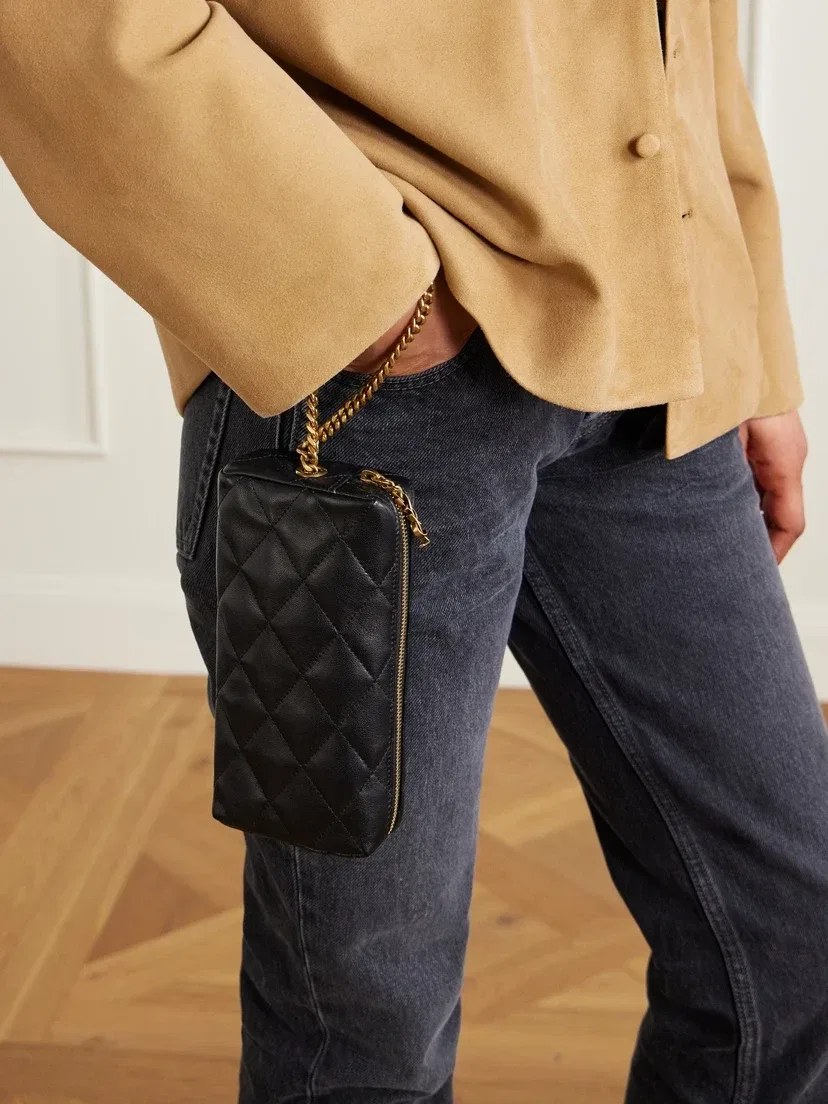 Сумка-клатч Cassandre Bijou из стеганой рельефной кожи SAINT LAURENT, черный — фото 2