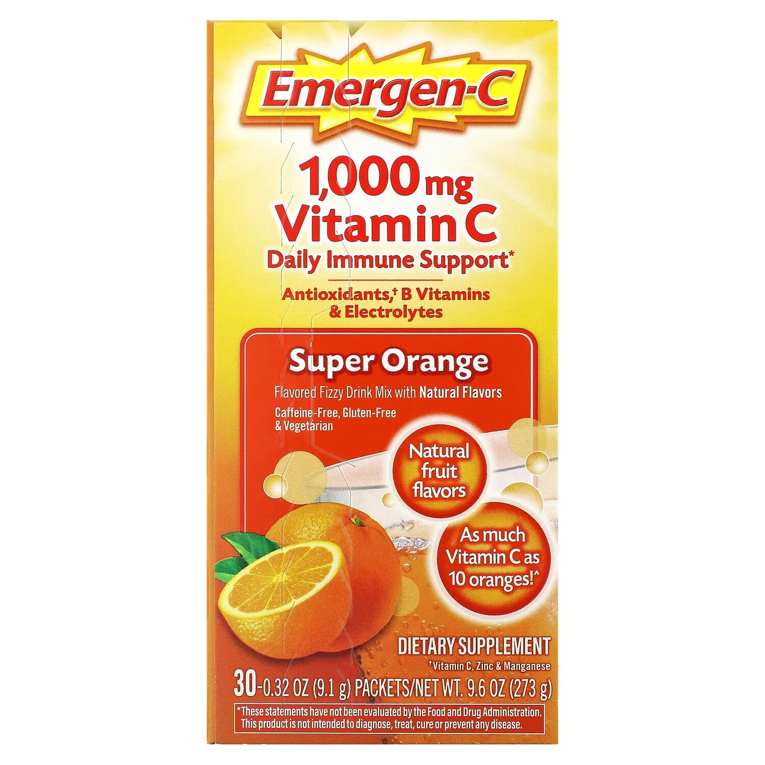

Витамин C Emergen-C Super Orange 1000 мг, 30 пакетов по 1 г