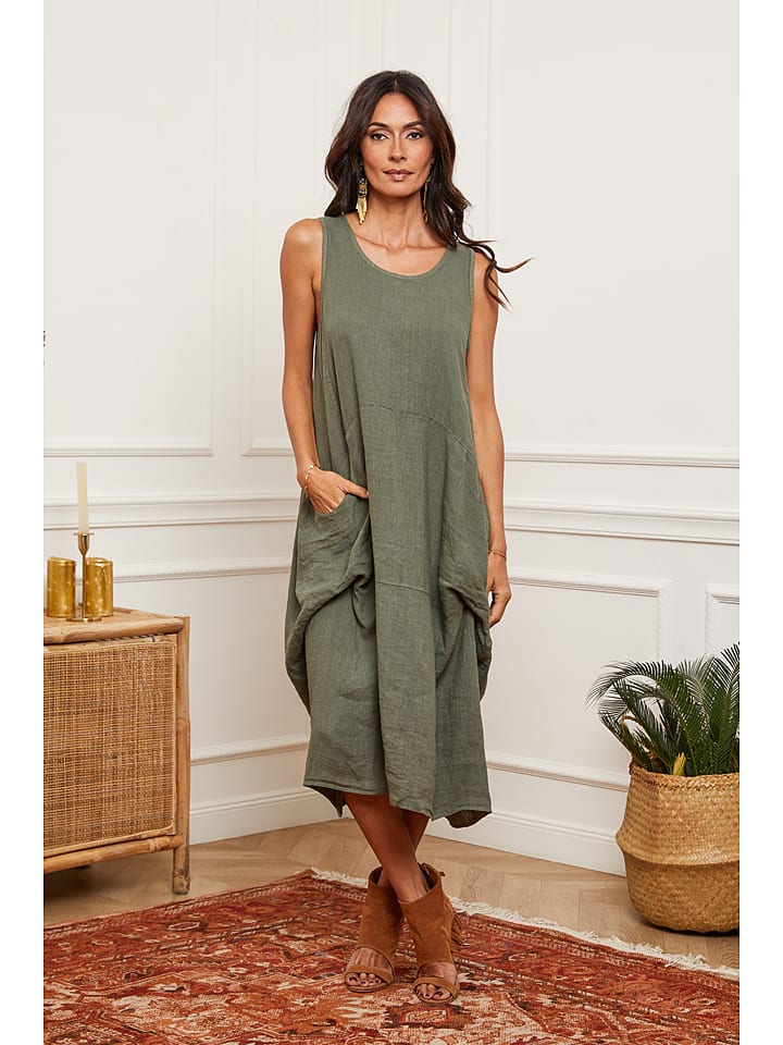 

Длинное платье La Compagnie Du Lin, оливковый