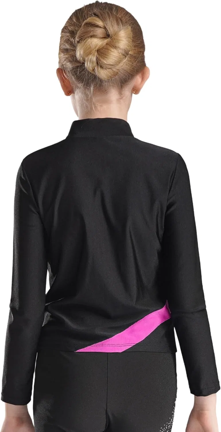 Детская куртка для катания на коньках с блестками, Miaeowve, Hot Pink — фото 3