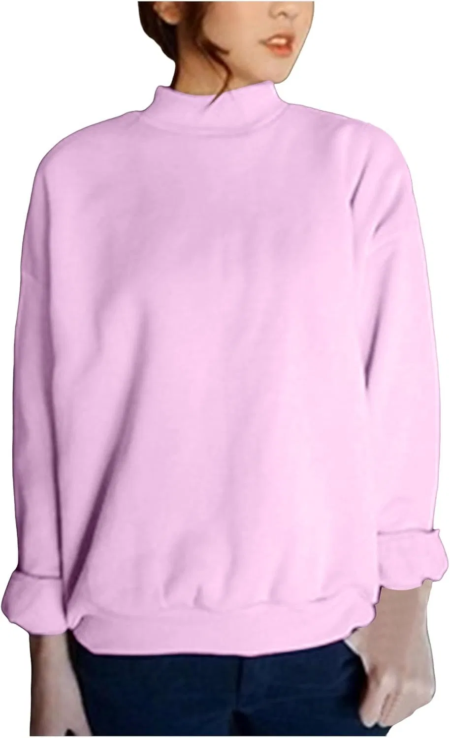 Свитшот женский свободный, с круглым вырезом, однотонный, Purple