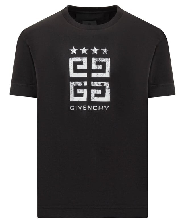 

Белая футболка со звездами 4G и принтом логотипа Givenchy, черный