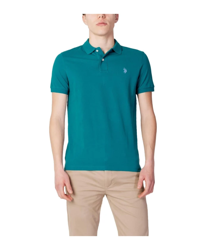 

Классическая рубашка-поло из пике с короткими рукавами U.S. Polo Assn., синий