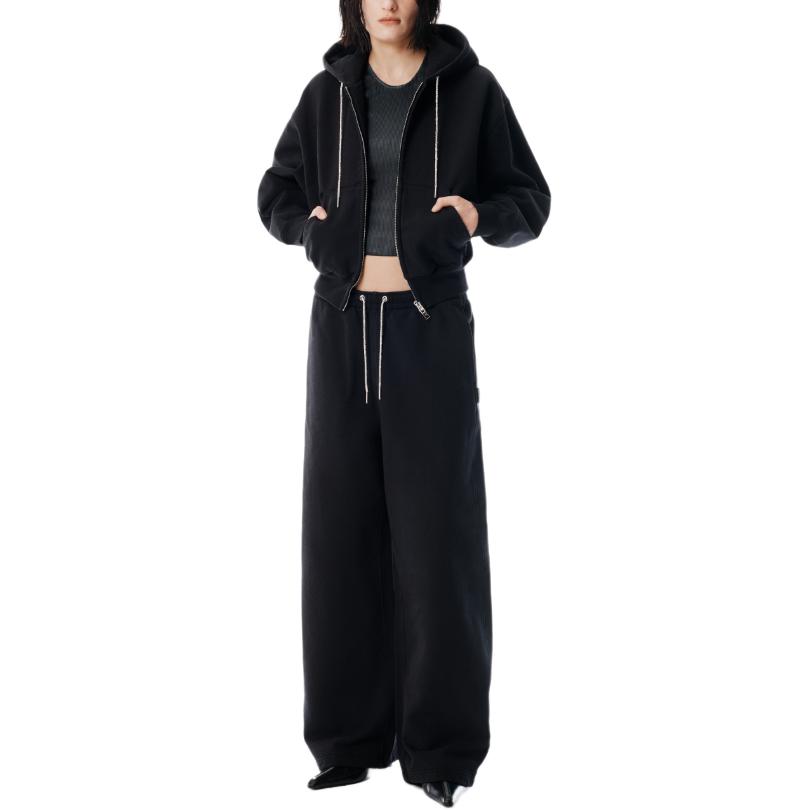 Хлопковые спортивные брюки со шнурком и стразами Alexander Wang, черный — фото 4