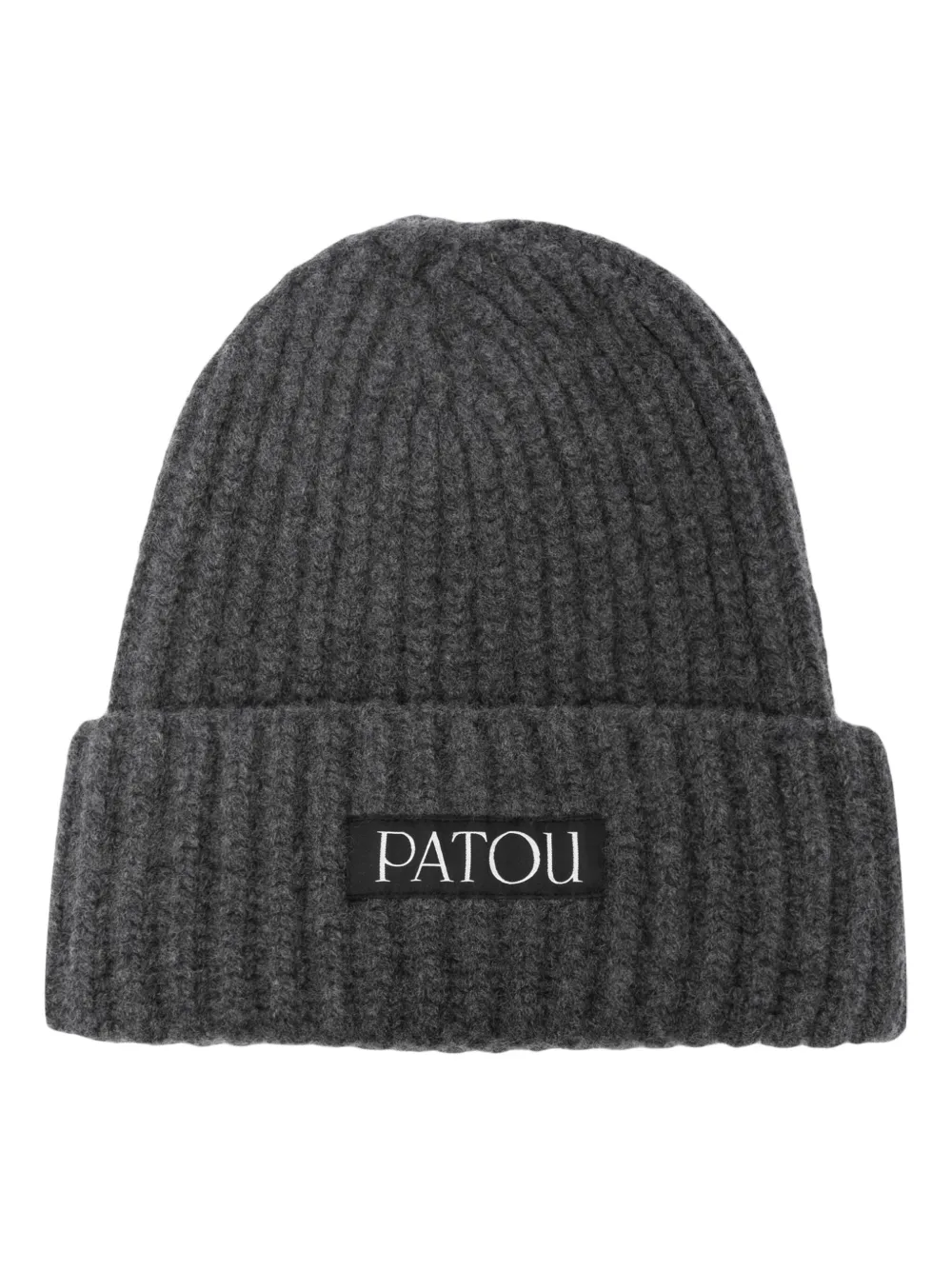 

Шапка бини в рубчик с нашивкой-логотипом PATOU, серый