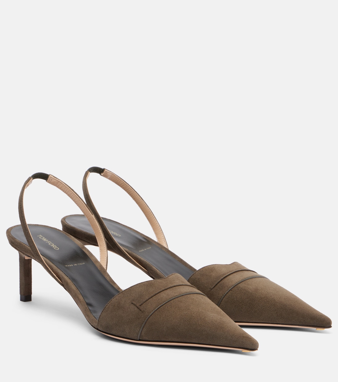 Туфли-лодочки Eva 55 на ремешке из замши Tom Ford, Military Green
