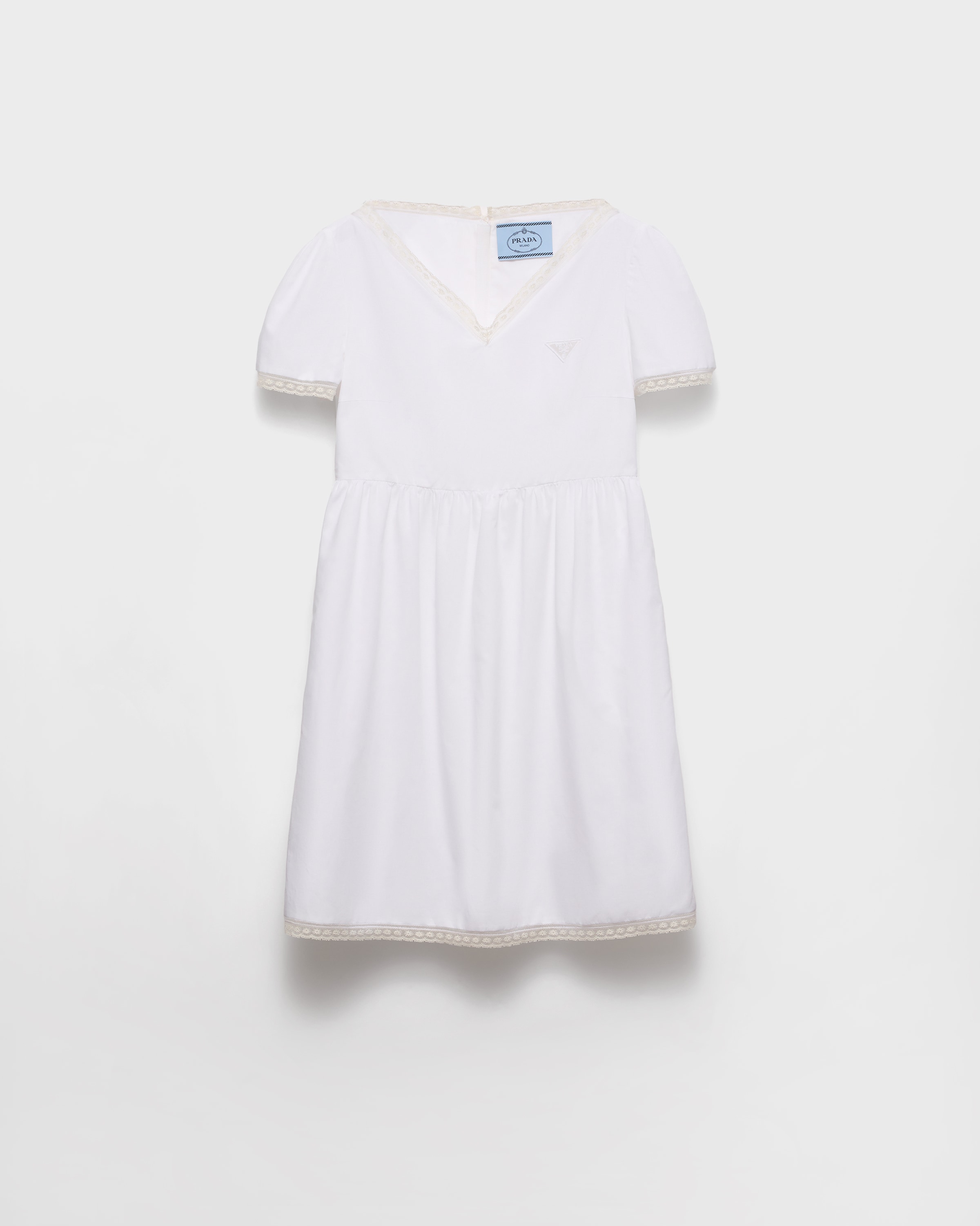 

Мини-платье из ткани с вышивкой в винтажном стиле Prada, белый