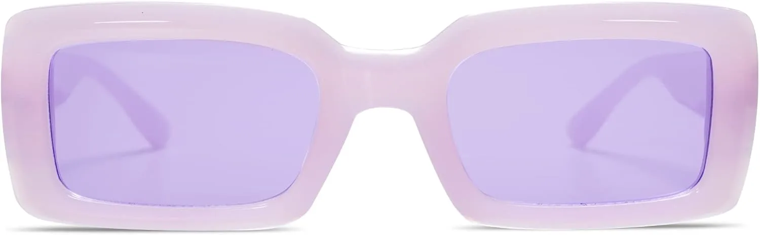 

Солнцезащитные очки Allarallvr Trendy Rectangle для женщин и мужчин, винтажные, квадратные, в стиле 90-х, с толстой оправой, телесного цвета, модель AR82002, Purple