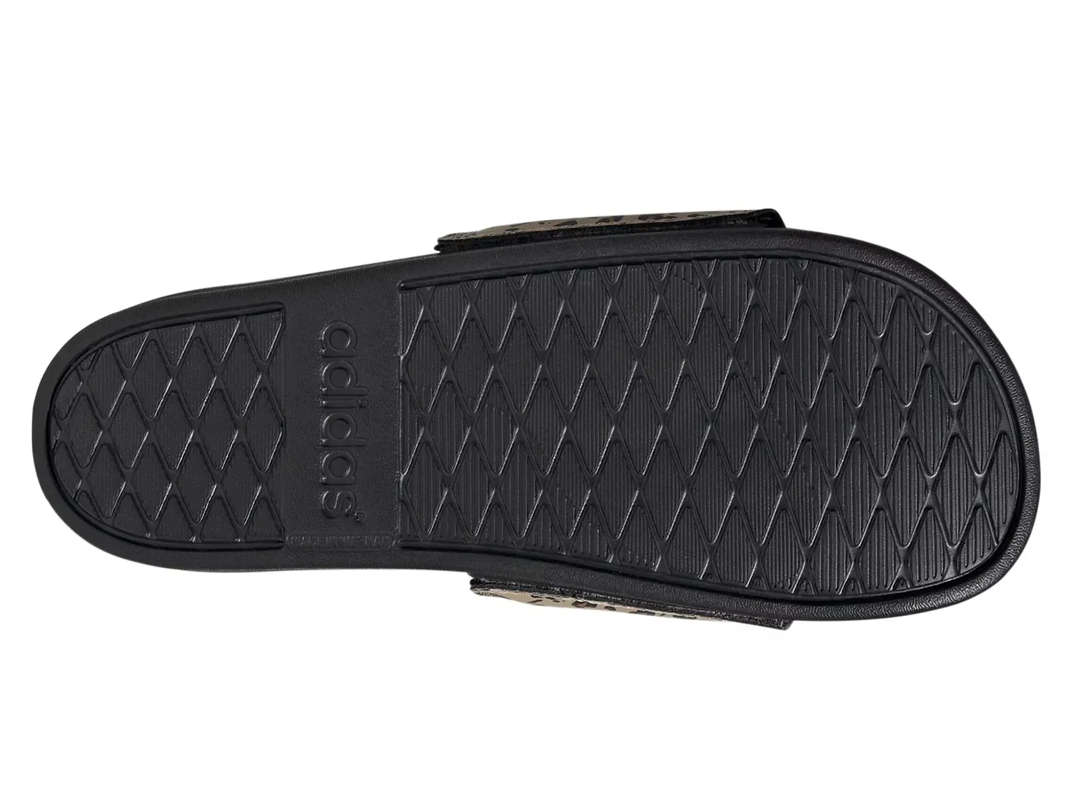 Сандалии Adidas Adilette Comfort Stripes Slide - женские, бежевый/черный с леопардовым принтом — фото 4