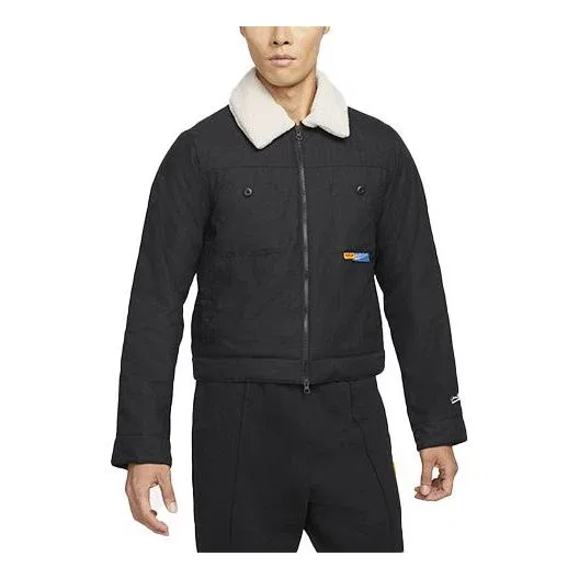 Мужская флисовая спортивная куртка Nike с отворотом, черная, модель DA6716-010