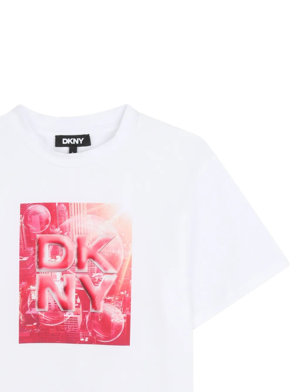 Футболка с графичным принтом Dkny Kids, белый — фото 3